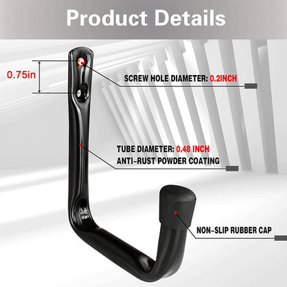 Storage hooks - wall hooks - tool hooks - garage organizer - 6 pieces - 9*11.5 cm - iron - black - with V1188-NK-BOL-331