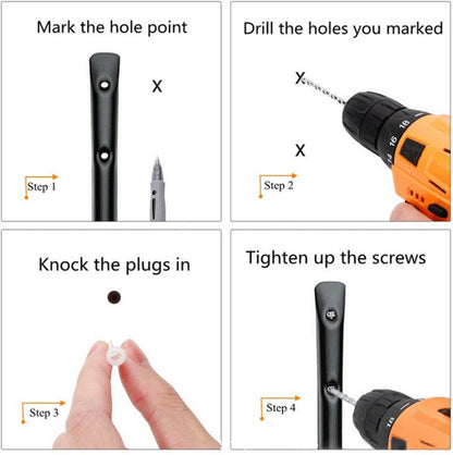 Storage hooks - wall hooks - tool hooks - garage organizer - 6 pieces - 9*11.5 cm - iron - black - with V1188-NK-BOL-331