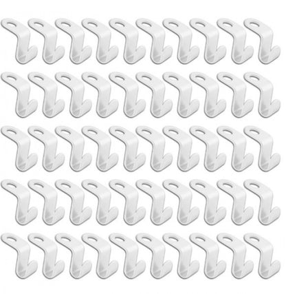 50 Pieces - Coat Hook - Hanger Connector Hooks - Coat Hook - Hanging Hooks - White - Hanger Extension Clips - V1188-NK-BOL-336