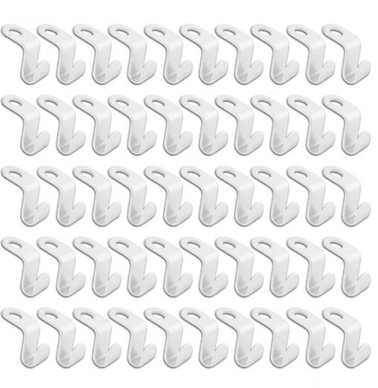 50 Pieces - Coat Hook - Hanger Connector Hooks - Coat Hook - Hanging Hooks - White - Hanger Extension Clips - V1188-NK-BOL-336