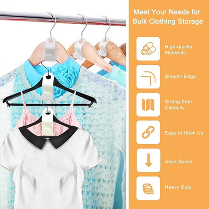 50 Pieces - Coat Hook - Hanger Connector Hooks - Coat Hook - Hanging Hooks - White - Hanger Extension Clips - V1188-NK-BOL-336