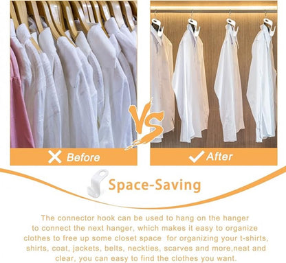 50 Pieces - Coat Hook - Hanger Connector Hooks - Coat Hook - Hanging Hooks - White - Hanger Extension Clips - V1188-NK-BOL-336