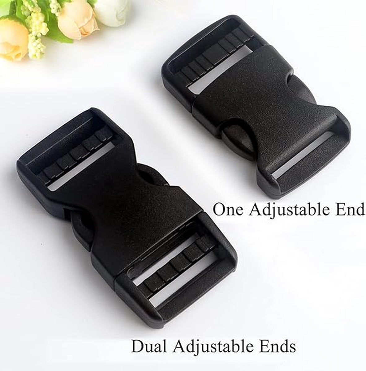 Buckles and closures - 20mm snap buckle - Black plastic - 4 pieces V1188-NK-BOL-337