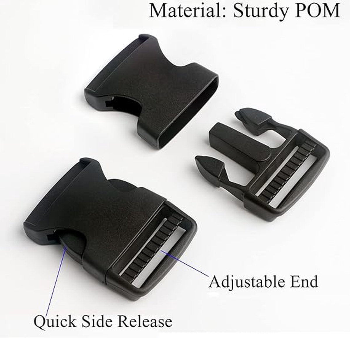 Buckles and closures - 20mm snap buckle - Black plastic - 4 pieces V1188-NK-BOL-337