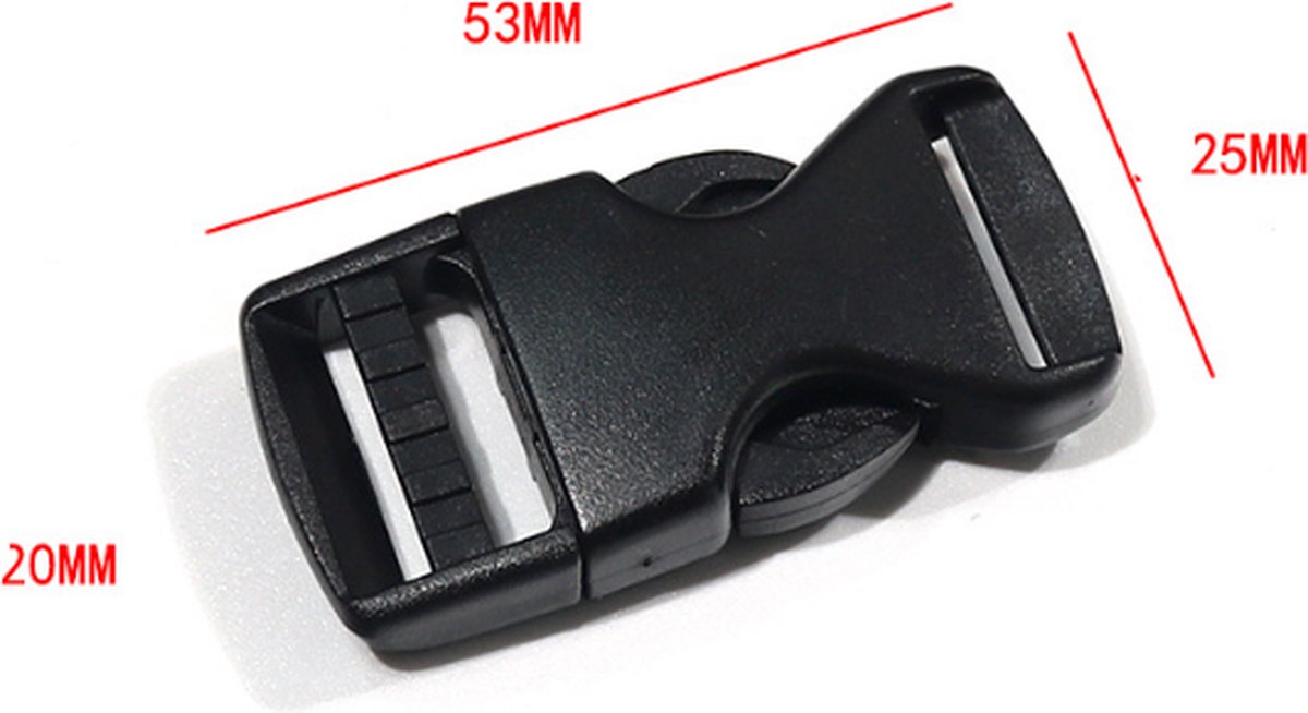 Buckles and closures - 20mm snap buckle - Black plastic - 4 pieces V1188-NK-BOL-337
