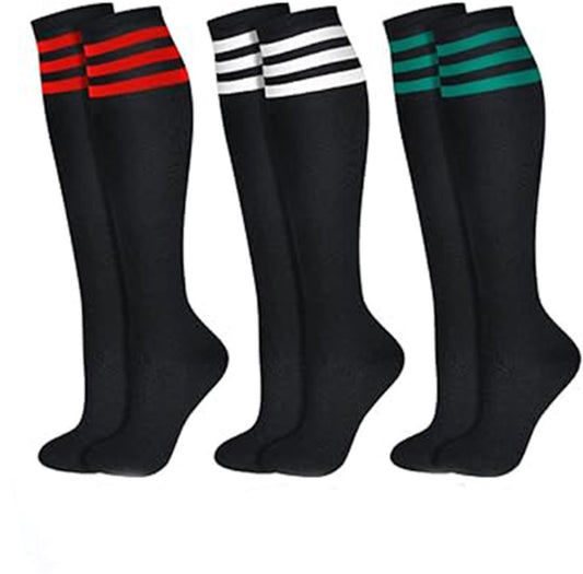 3 pairs - Socks - Striped socks - Tubular socks - Sports socks - Long socks for women - Knee socks - Women's V1188-NK-BOL-341