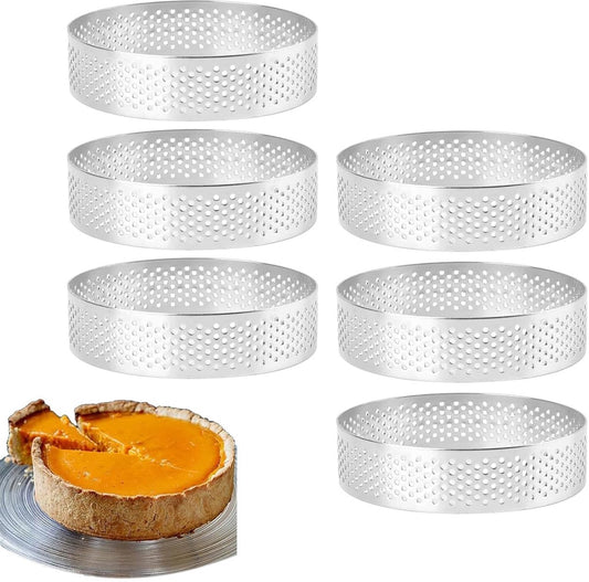 Cake ring - 6 pieces - 8 cm*2 cm*0.8 mm - Stainless steel - Cake tin - Cake mould - Mousse cake mould - For V1188-NK-BOL-342