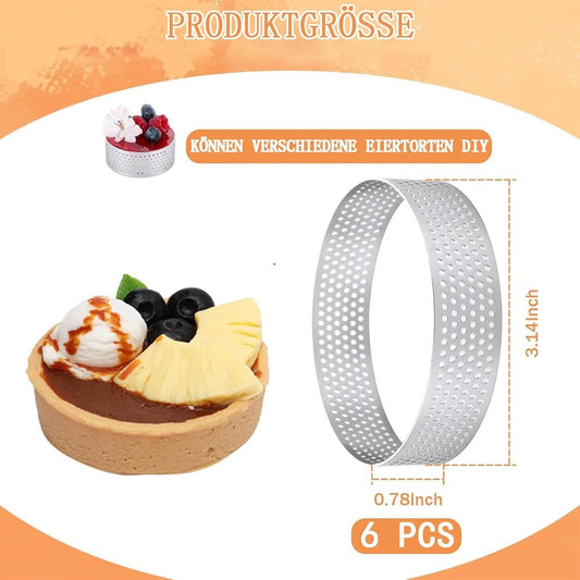 Cake ring - 6 pieces - 8 cm*2 cm*0.8 mm - Stainless steel - Cake tin - Cake mould - Mousse cake mould - For V1188-NK-BOL-342