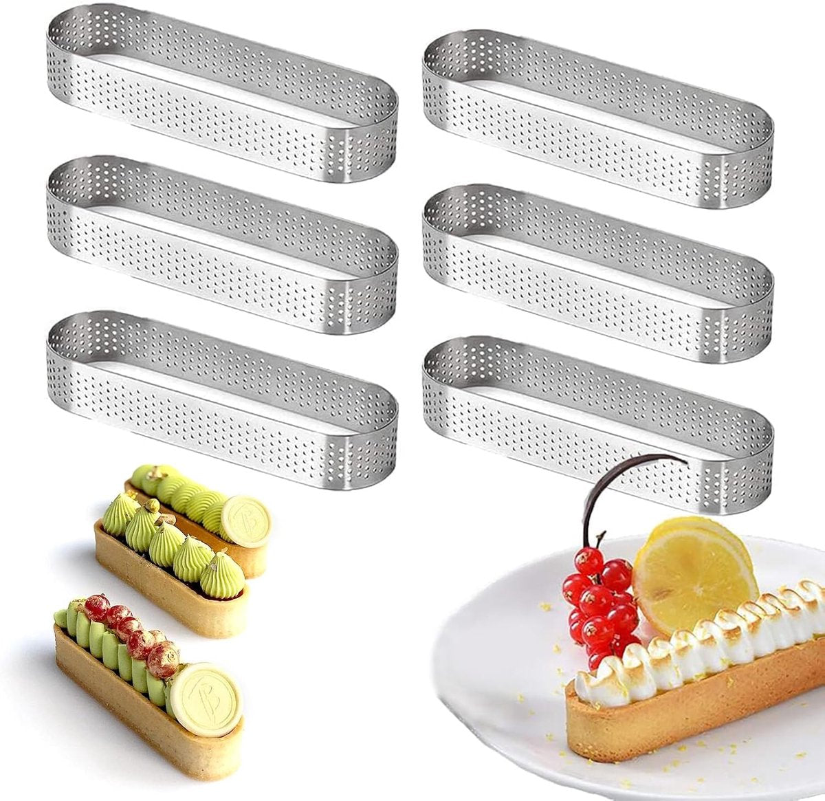 Cake ring - 6 pieces - 0.8mm*13X4.5cm - Stainless steel - Cake tin - Cake tin - Mousse cake tin - Baking tin V1188-NK-BOL-343
