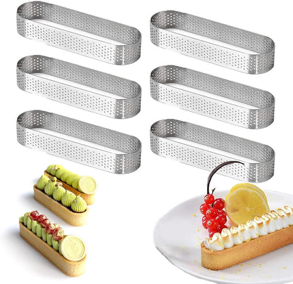 Cake ring - 6 pieces - 0.8mm*13X4.5cm - Stainless steel - Cake tin - Cake tin - Mousse cake tin - Baking tin V1188-NK-BOL-343