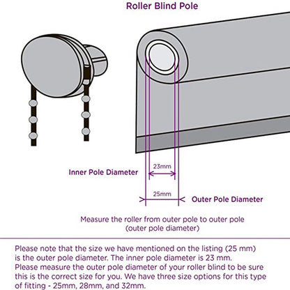 Roller Blind System with Wall Brackets - 25 mm - Roller Blind Fittings - Plastic - With 3M Bead Chain - V1188-NK-BOL-35