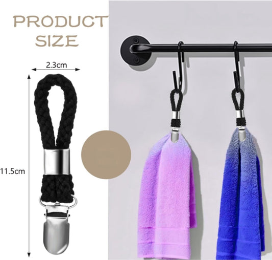 4 pieces - Towel clip - Towel rack - Kitchen towel clips - 11.5*2.3 cm - Black - Multifunctional clips - V1188-NK-BOL-351