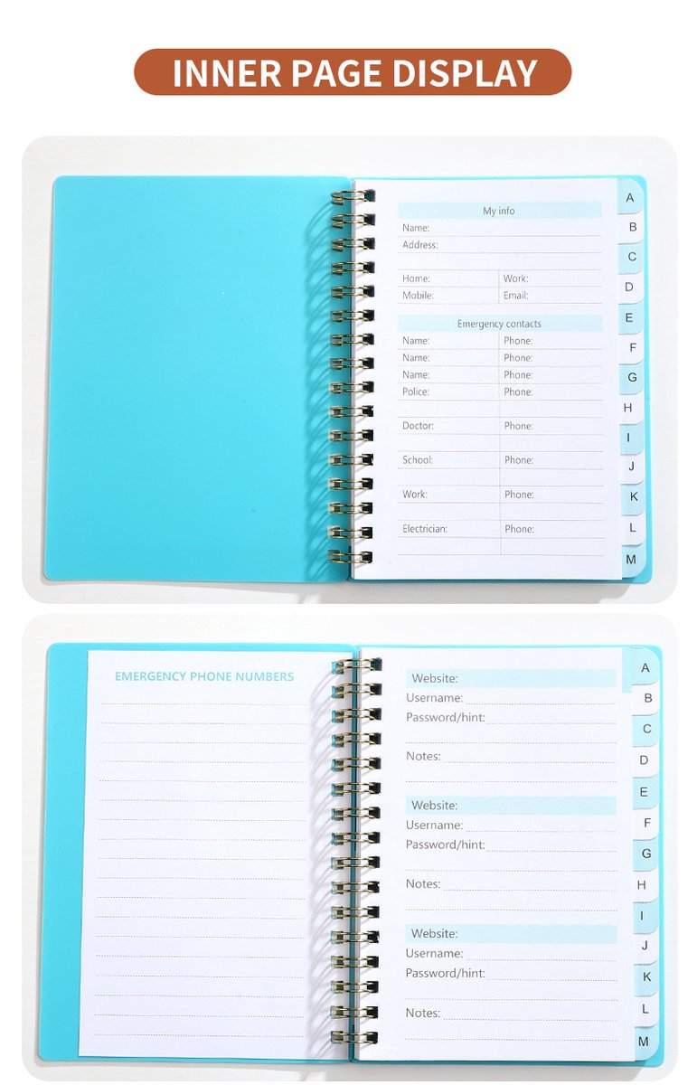Password Book - Password Booklet - Password Booklet with Alphabet - Password Organizer - Password Notebook - V1188-NK-BOL-357