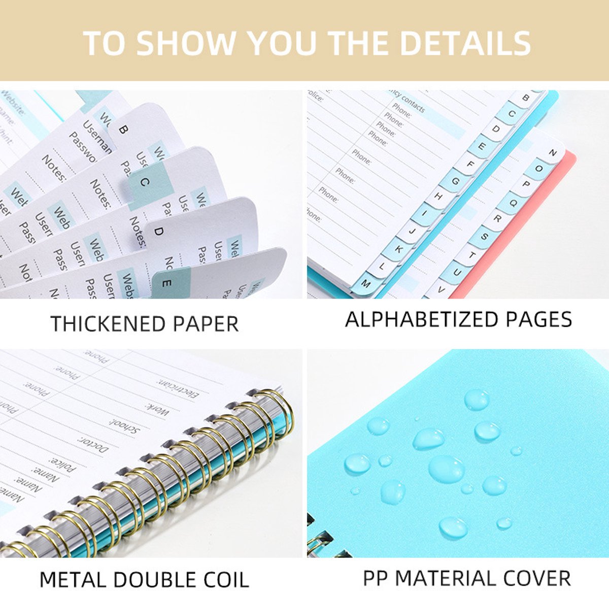 Password Book - Password Booklet - Password Booklet with Alphabet - Password Organizer - Password Notebook - V1188-NK-BOL-357