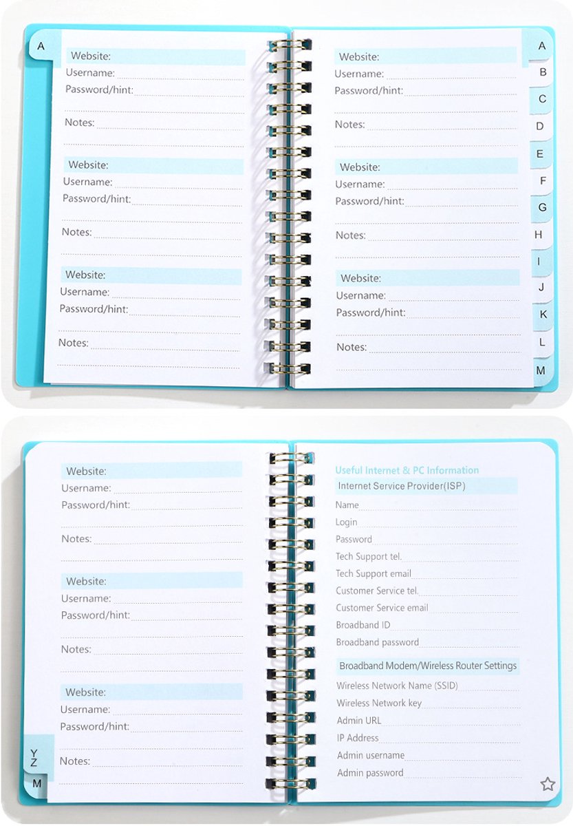 Password Book - Password Booklet - Password Booklet with Alphabet - Password Organizer - Password Notebook - V1188-NK-BOL-358
