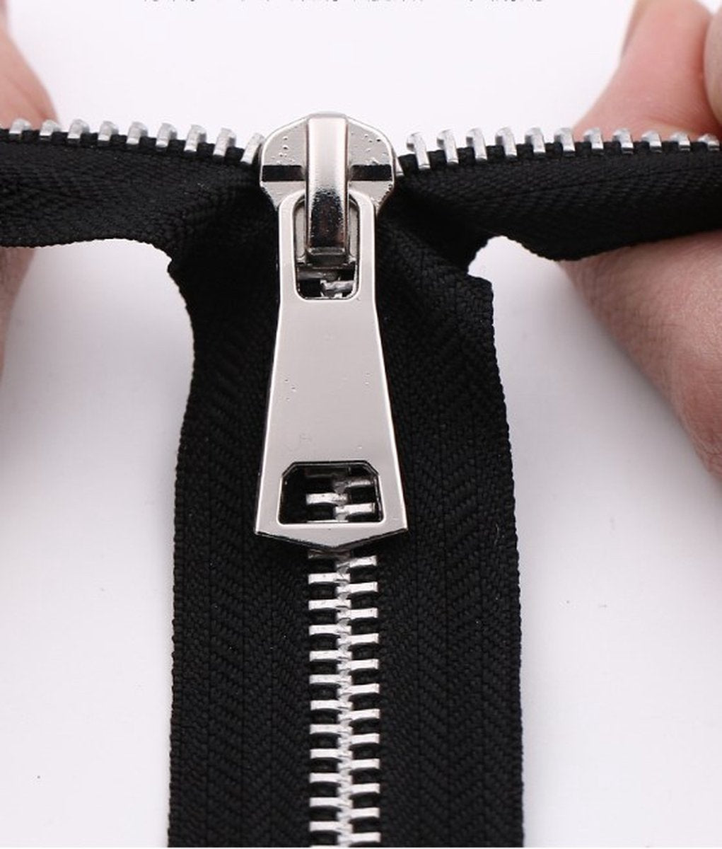Zipper - Pack of 2 - Two-way zipper - Double slider - Divisible - Silver teeth - Black, silver - No. 5 70 cm V1188-NK-BOL-384