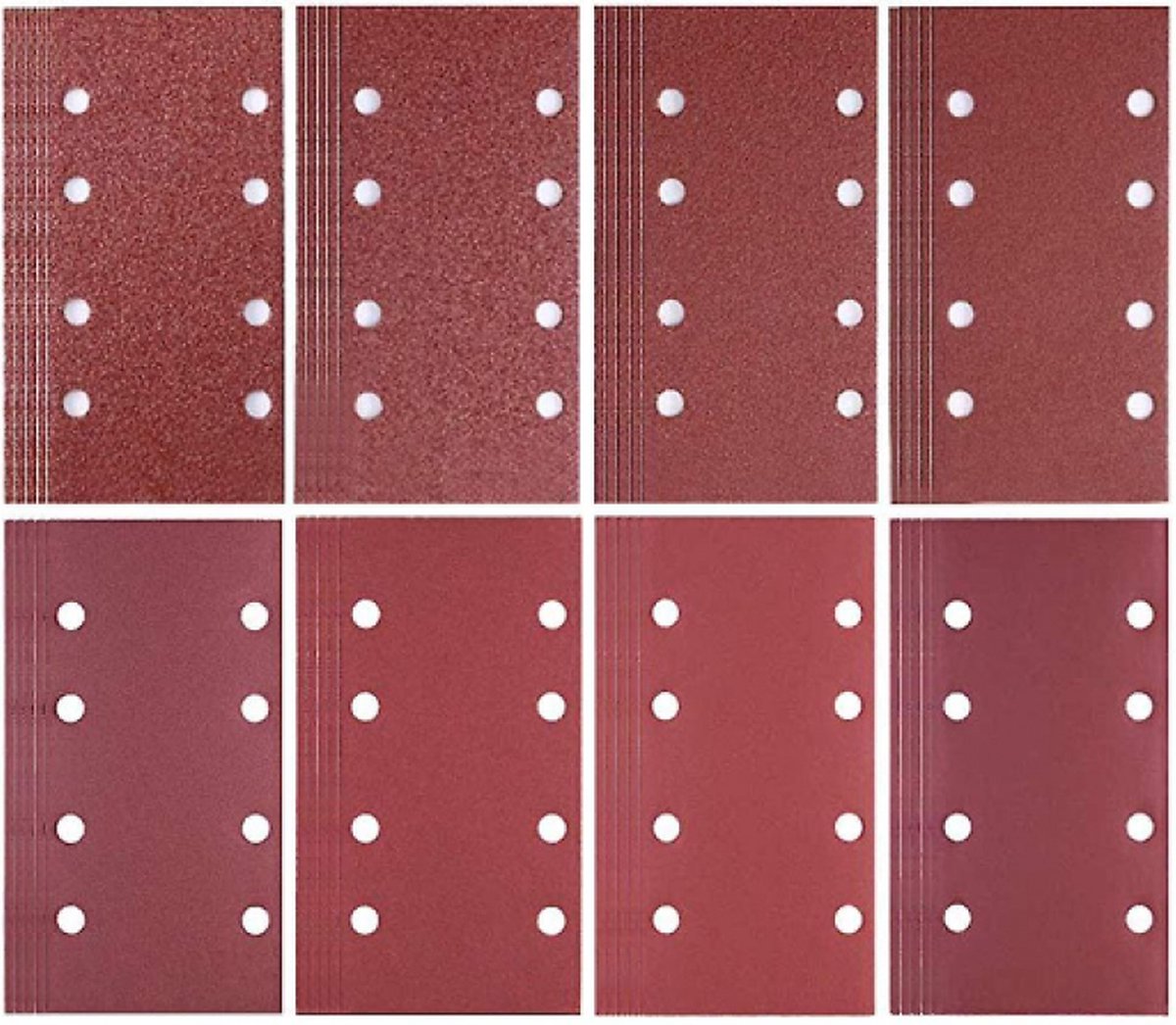 80 pieces - Sanding sheets - Sandpaper set - 40/60/80/120/180/240/320/400 grit - rectangular flocked V1188-NK-BOL-390