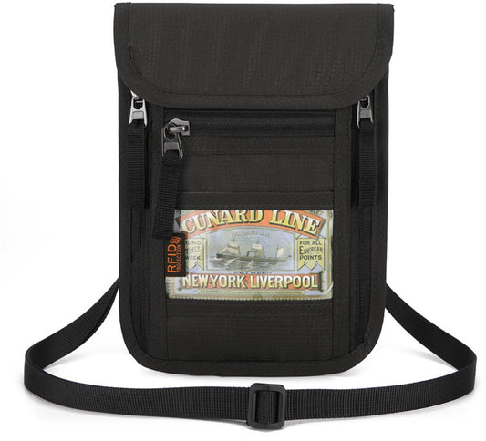 Neck pouch - Anti-skimming RFID Signal Blocking - Travel wallet - Passport pouch - For women and men - V1188-NK-BOL-393