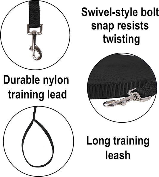 Dog Leash - 20 Meter - Training Leash - Tow Leash - Tracking Leash - Types of Dog Leashes - 2cm - Black - for V1188-NK-BOL-395