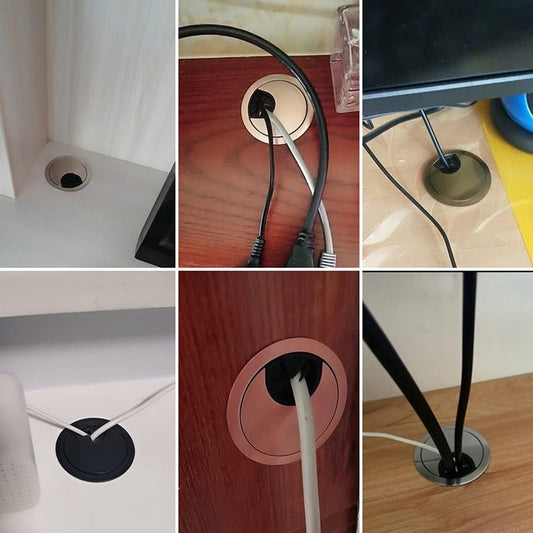 4 Pieces - Cable Organizer - 60mm - Cable Management for Desks - End Caps for Desks - Metal Cable Grommet for V1188-NK-BOL-397