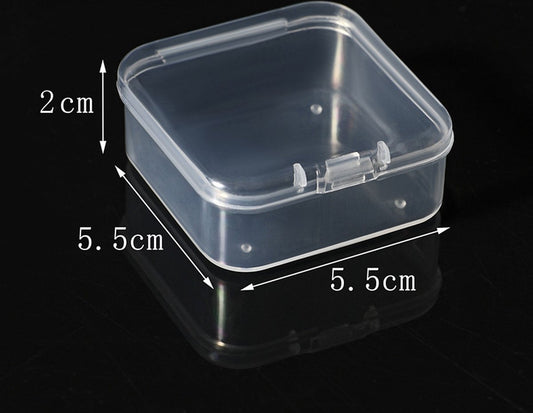 6 Pieces - Small Clear Plastic Storage Box Containers with Hinged Lids - L 5.5 x W 5.5 x H 2cm - Mini Boxes V1188-NK-BOL-398