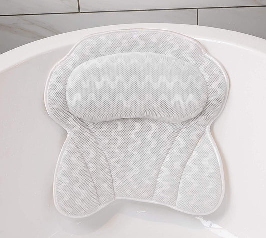 Bath Pillow - Spa Bath Pillow - Neck Pillow - Bath Pillow for the Bath - Headrest - Spa Pillow - White - with V1188-NK-BOL-399