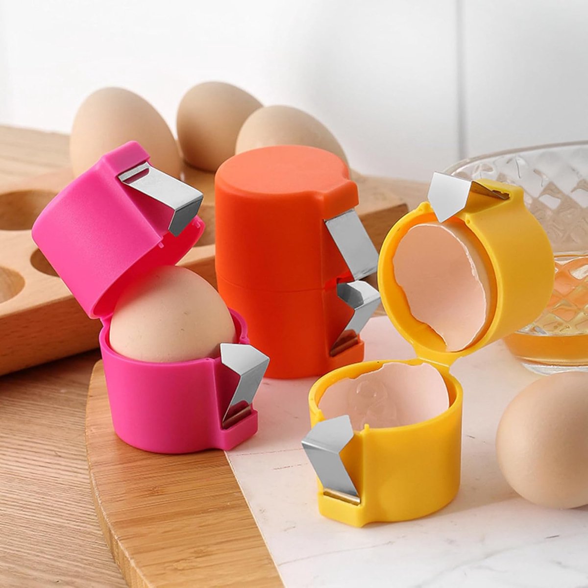 Eggshell Cutter - 3 Pieces - Egg Slicers - Eggshell Opener for Hard-Boiled Eggs, Egg Cracker Tool for Raw V1188-NK-BOL-403