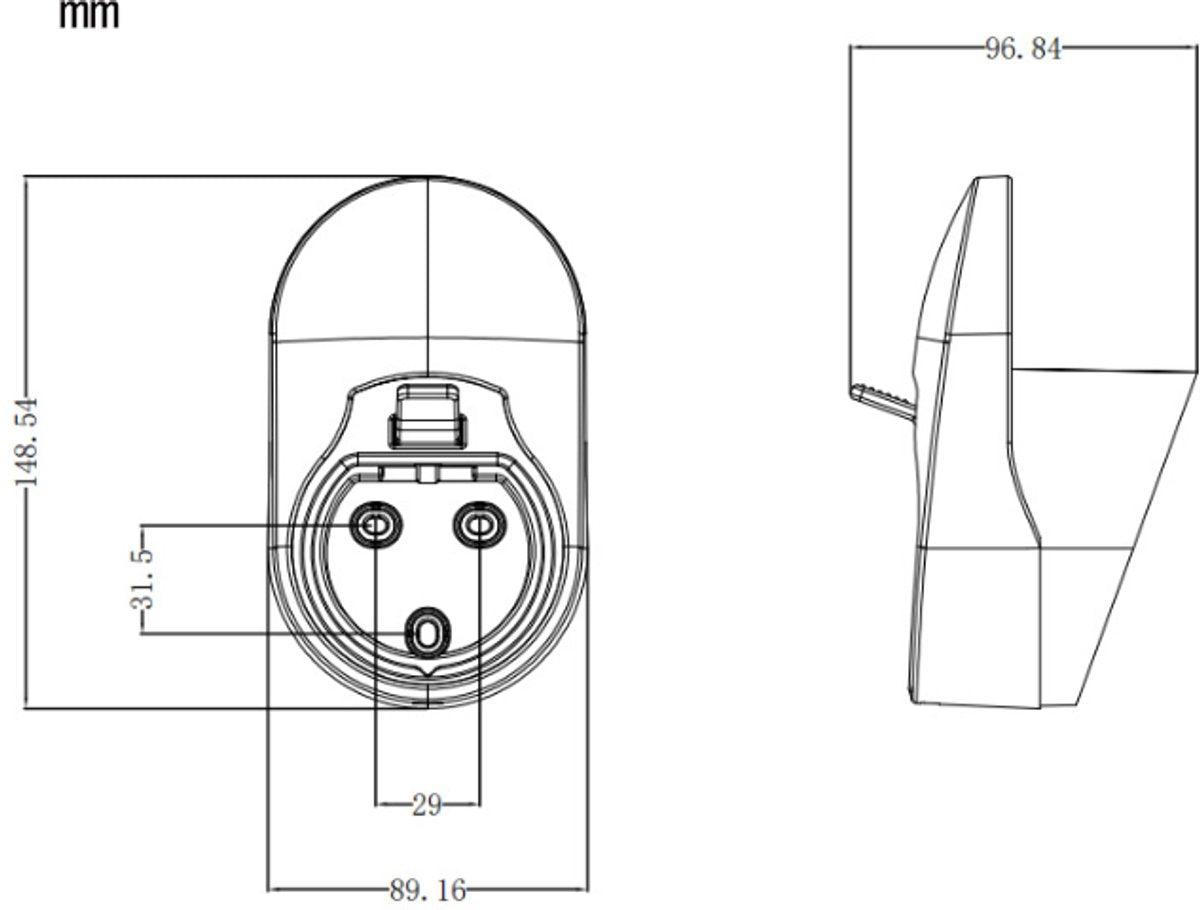 Charging cable mounting bracket for car - universal cable holder for EV - black V1188-NK-BOL-408