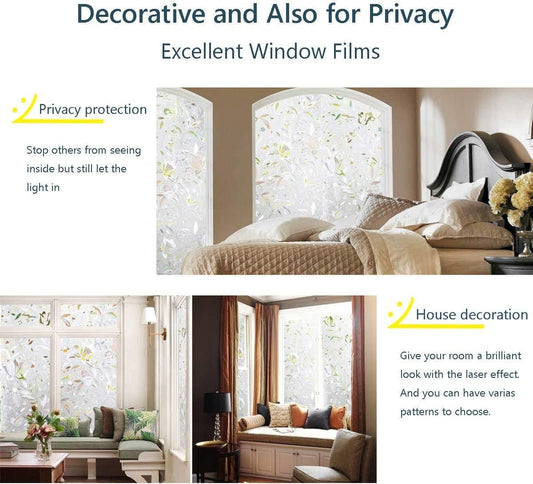 Window film - decorative window film - window sticker - 45x300 cm - Static - 3D orchid - anti-UV - Anti-peep V1188-NK-BOL-41