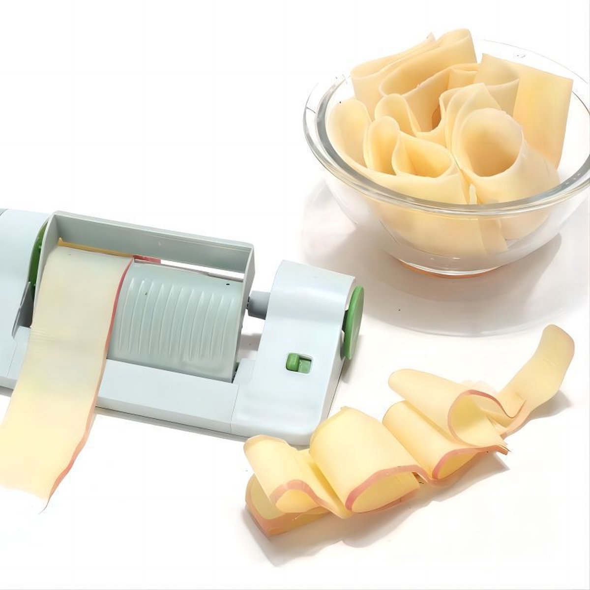 Vegetable Slicer - Spiral Slicer - Kitchen Slicer - Plastic - 22.5*10.5*5.5cm - Light Gray, Green V1188-NK-BOL-414