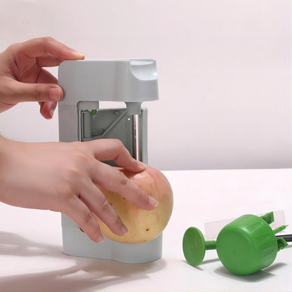 Vegetable Slicer - Spiral Slicer - Kitchen Slicer - Plastic - 22.5*10.5*5.5cm - Light Gray, Green V1188-NK-BOL-414