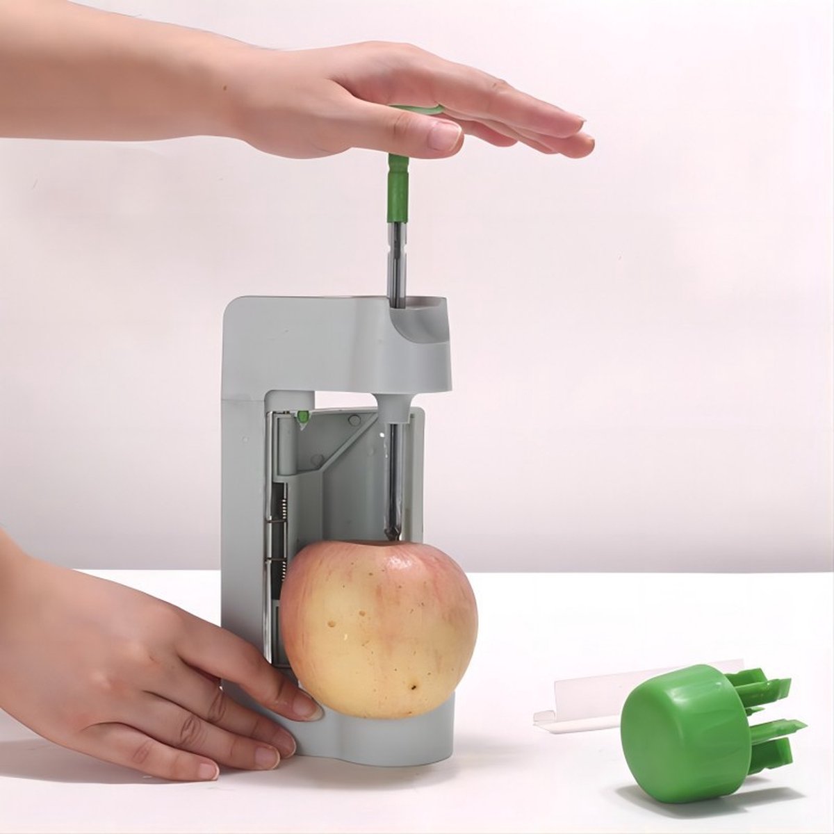 Vegetable Slicer - Spiral Slicer - Kitchen Slicer - Plastic - 22.5*10.5*5.5cm - Light Gray, Green V1188-NK-BOL-414