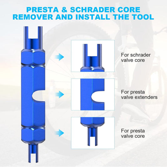 Presta Valve Cores - 10 Pieces - Zinc Alloy - With Extension Wrench - Bicycle Presta Valve Core Removal Kit - V1188-NK-BOL-415