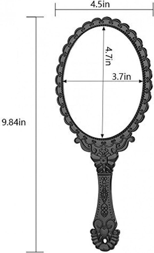 Hand Mirror with Handle - Make-up Mirror - Make-up Mirror - Oval Mirror - Travel Mirror - 12 x 10 cm Mirror V1188-NK-BOL-418