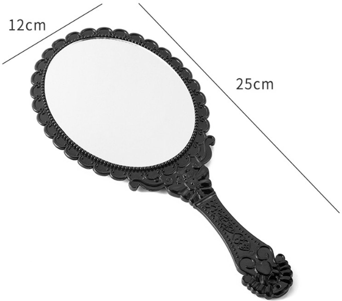 Hand Mirror with Handle - Make-up Mirror - Make-up Mirror - Oval Mirror - Travel Mirror - 12 x 10 cm Mirror V1188-NK-BOL-418