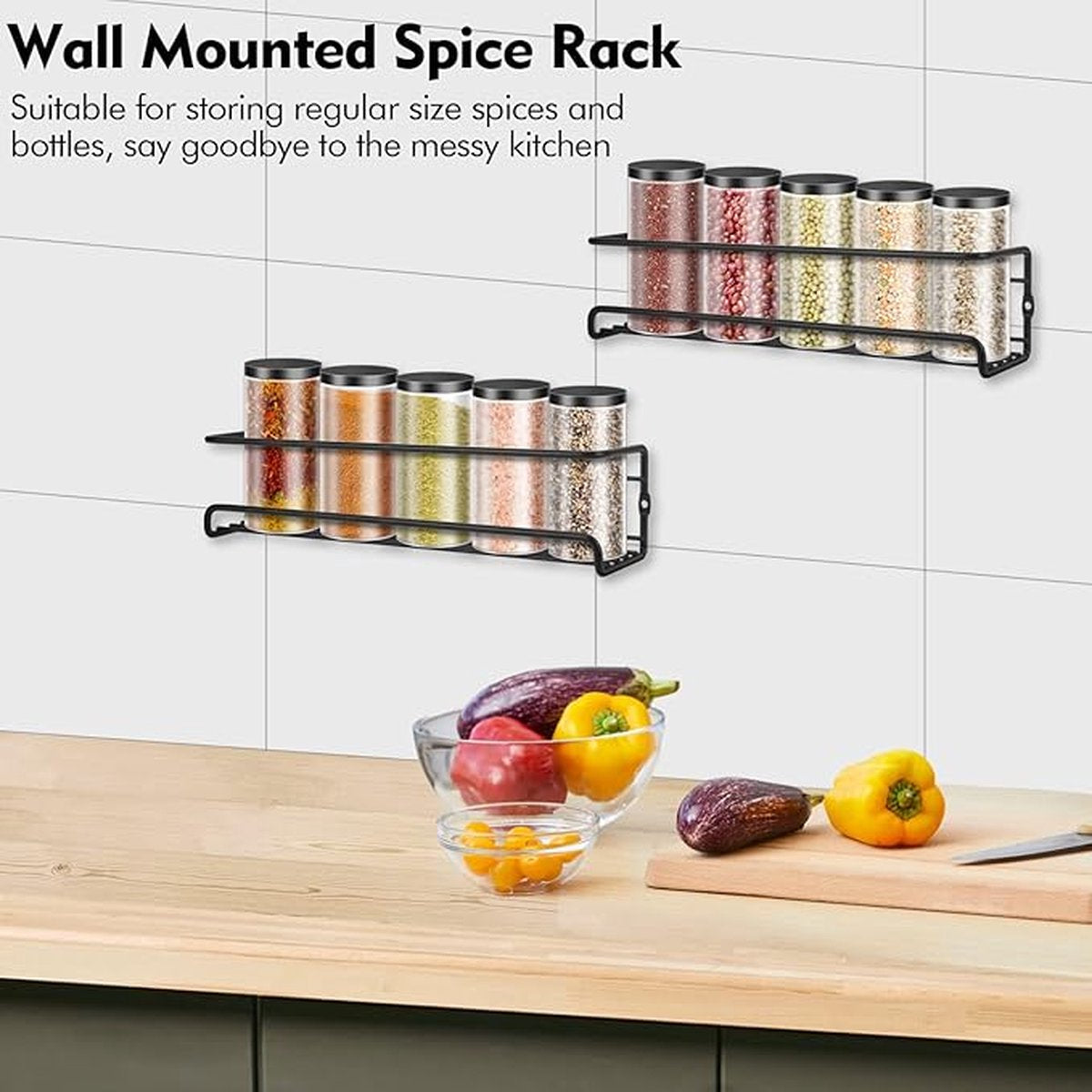 2 pieces - Wall spice rack - hanging - Wall rack - kitchen spice rack - hanging organizer - spice rack for V1188-NK-BOL-424