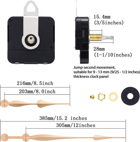 Quartz Clock Movement - Buy and Replace New Loose Clock Movement - High Torque - Long Hands Clock Movement - V1188-NK-BOL-427