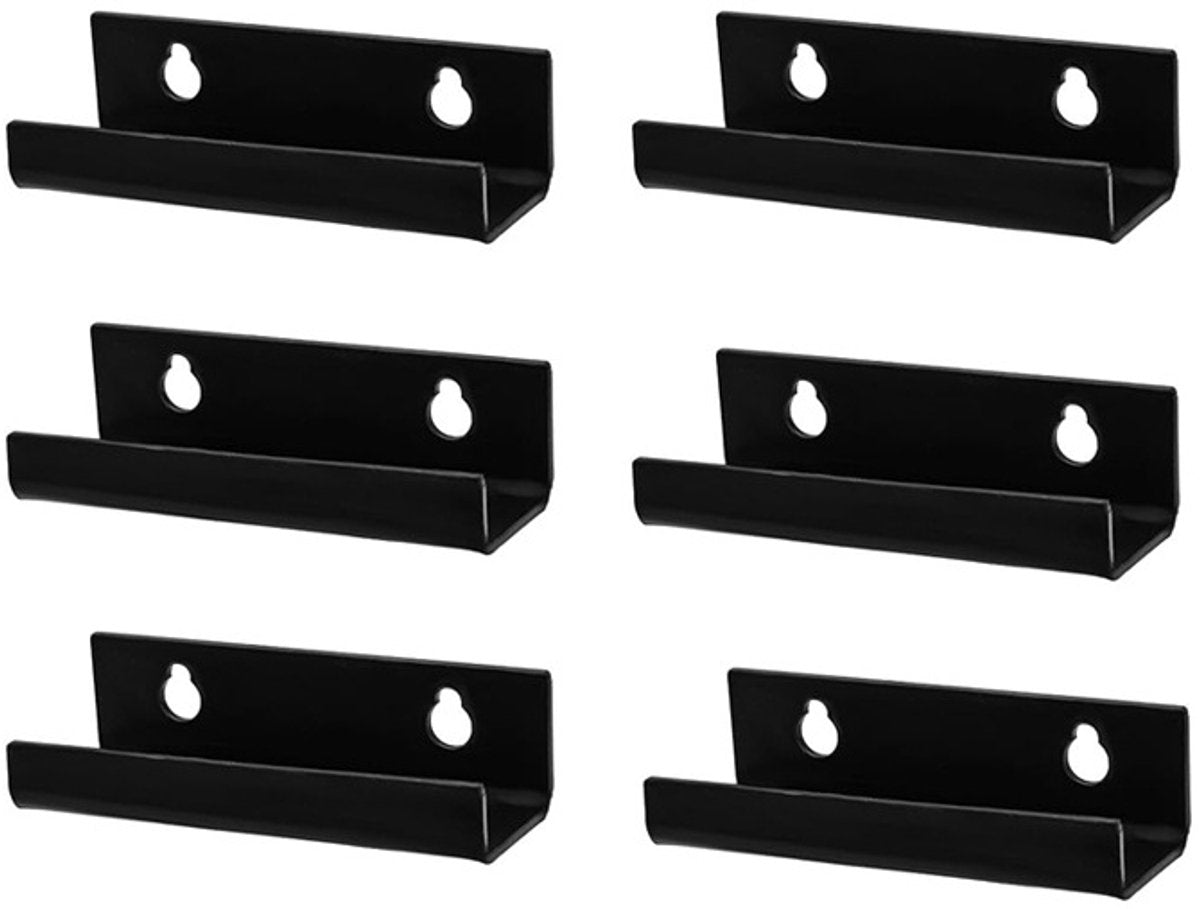 6 pieces - Record holder - Wall mount - 10*3.5*3 cm - Record stand - Record rack - black - Acrylic - Display V1188-NK-BOL-428