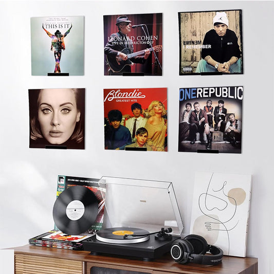 6 pieces - Record holder - Wall mount - 10*3.5*3 cm - Record stand - Record rack - black - Acrylic - Display V1188-NK-BOL-428