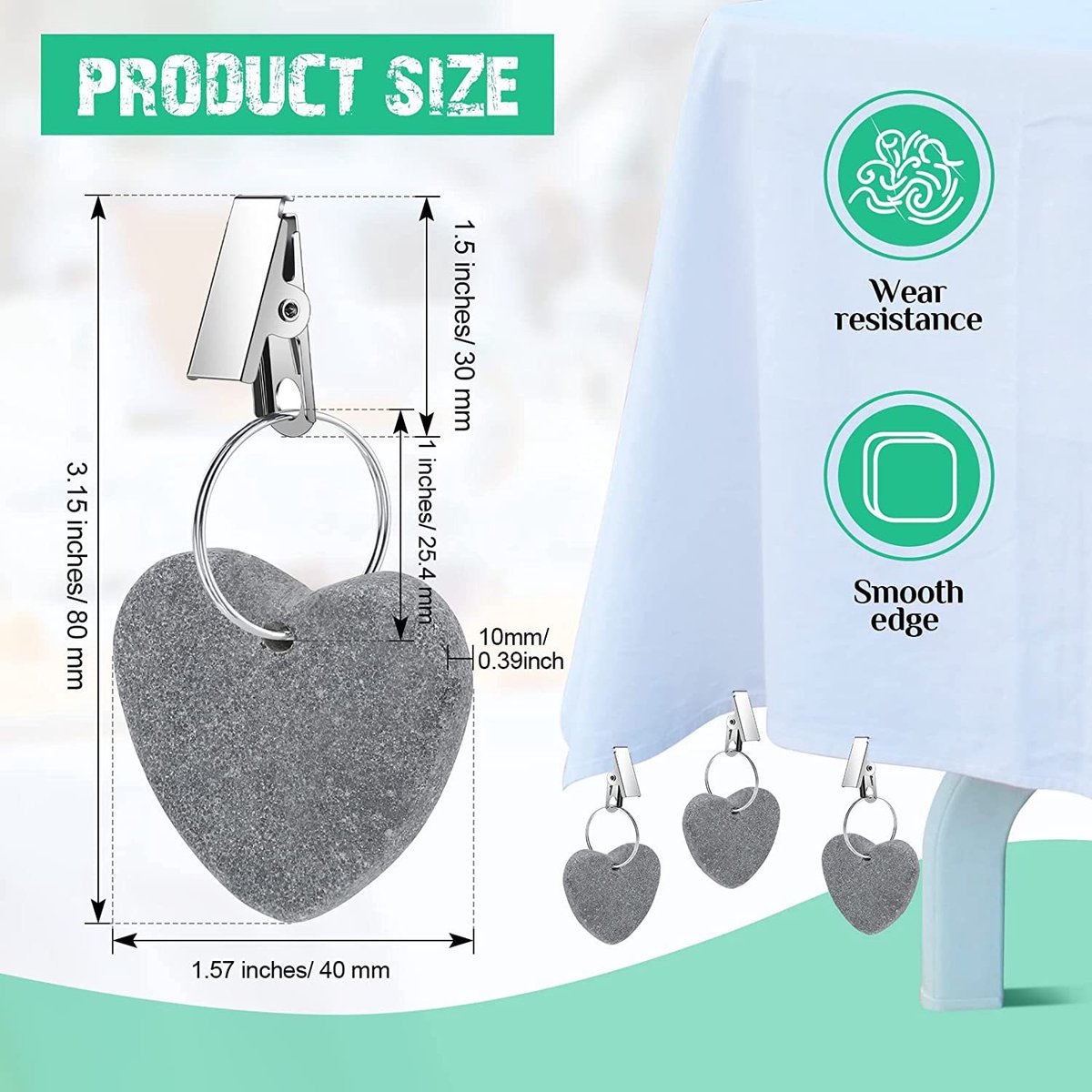 Table Weights - 6 pieces - Heavy Tablecloth Weights - Marble - Tablecloth Weights - Gray V1188-NK-BOL-430