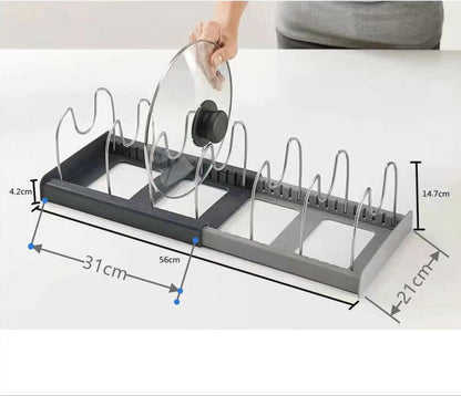 Adjustable Pot Rack - Storage Rack for 7 Pots and Pans - Kitchen Cabinet Organizer Standing - HIP+304 V1188-NK-BOL-434