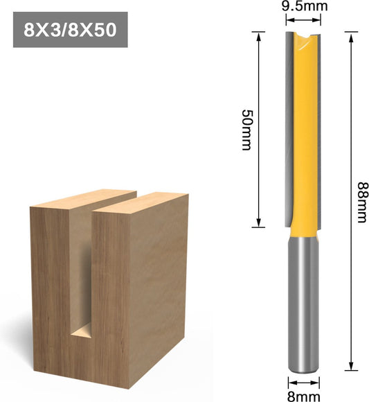 Groove cutter - Wood Groove Cutter Long Version - Shaft 8mm - 8*50mm - yellow - metal V1188-NK-BOL-435