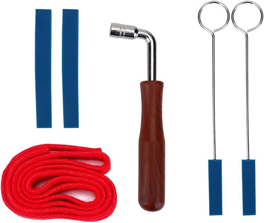 Professional Piano Tuning Kit - Set of 6 - 1x Piano Tuning Hammer, 2x Long Dampers, 2x Short Mutes with V1188-NK-BOL-438