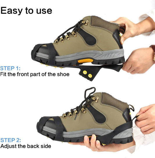 Snow grips over shoes/boots 10 studs Ice Traction Universal Slip on Stretch Fit Snow and Ice, Snow Cleats V1188-NK-BOL-44