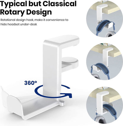Headset Holder - Headphone Hook - Headphone Stand - Headset Hanger - 11.43 * 10.16 * 4cm - Plastic - White - V1188-NK-BOL-440
