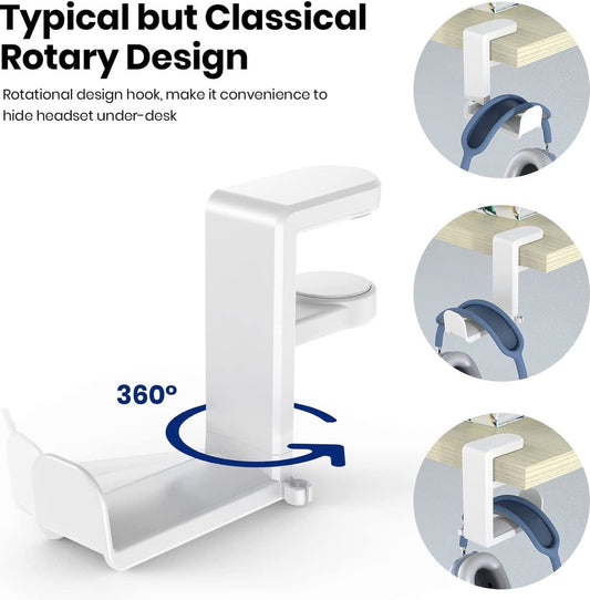Headset Holder - Headphone Hook - Headphone Stand - Headset Hanger - 11.43 * 10.16 * 4cm - Plastic - White - V1188-NK-BOL-440