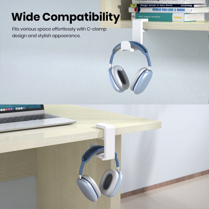 Headset Holder - Headphone Hook - Headphone Stand - Headset Hanger - 11.43 * 10.16 * 4cm - Plastic - White - V1188-NK-BOL-440