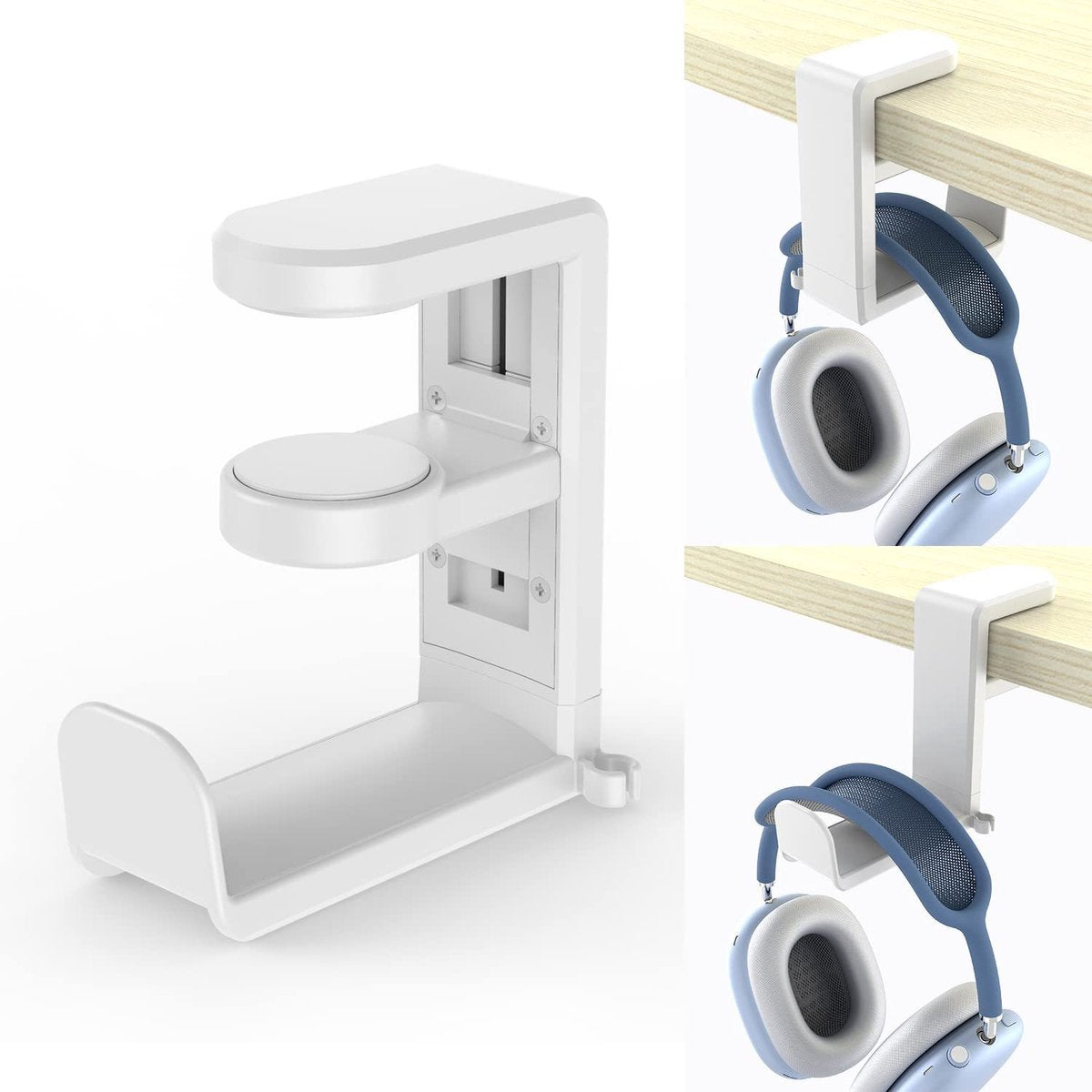 Headset Holder - Headphone Hook - Headphone Stand - Headset Hanger - 11.43 * 10.16 * 4cm - Plastic - White - V1188-NK-BOL-440