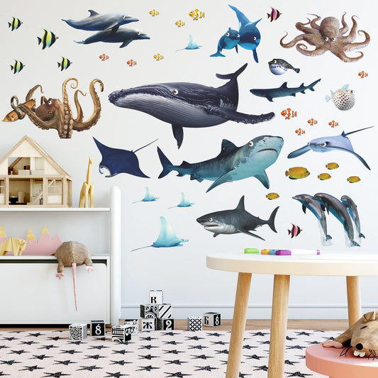 Wall Sticker Fish Aquarium - 68*93 cm - Reusable/Repositionable - Children's Room - Boys - Girls - Home Decor V1188-NK-BOL-444