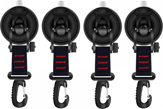 4 pieces - hooks - with suction cup - Powerful Suction Cup Anchor - ABS - Black - Multifunctional - large V1188-NK-BOL-447